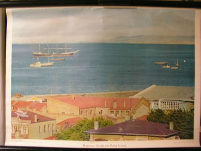 Schulwandbild Wandbild Bild Schiff Magellan Straße Punta Arenas Südamerika 72x52