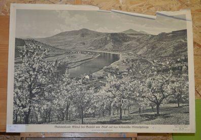 Wandbild Sudetenland Elbtal Salesel b. Aussig böhmische Mittelgebirge 92x64 1939