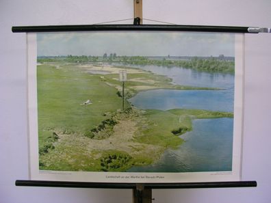 schönes Wandbild Warthe Polen Polska Flusslandschaft Sieradz 75x51 vintage 1959