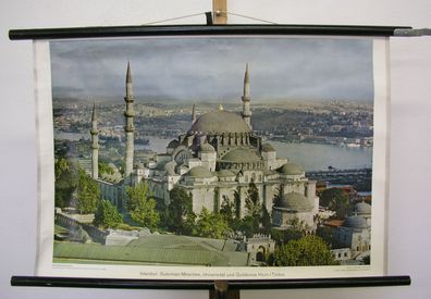 schönes Wandbild Istanbul Suleimann-Moschee Uni Goldenes Horn 75x51 vintage 1960