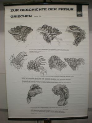 Schulwandbild Geschichte der Frisur Griechen 2 Friseur Wella 70x96 vintage chart