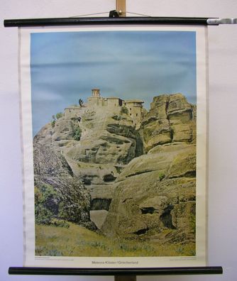 schönes altes Wandbild Meteora Kloster klettern Griechenland 55x71 vintage 1960