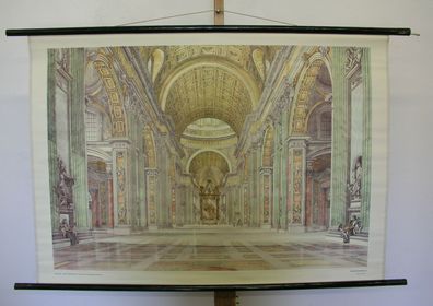 schönes altes Schulwandbild Wandkarte Renaissance 109x76cm vintage 1955 da Vinci