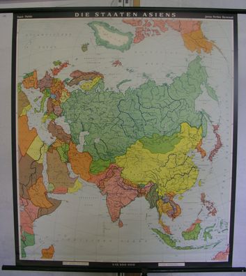 Schulwandkarte Schulkarte Wandkarte map Asien Asia Staaten States 1971 95x109cm