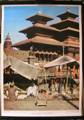 Schulwandbild Wandbild Bild Hindu Hindutempel Tempel Patan Nepal Asien 51x70cm