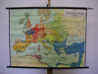 Schulwandkarte schöne alte Römische Weltreich 101x74 vintage map 1953 Auflösung