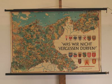 Schulwandkarte Deutschland Was Wir Nicht Vergessen Dürfen 95x65 1953 vintage map