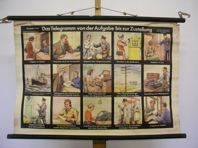 schönes altes Wandbild Telegramm Reichspost Deutsche Post 83x56c 1946 vintage