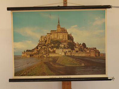 Wandbild Frankreich Normandie Mont St. Saint-Michel Kloster 70x50cm vintage 1955