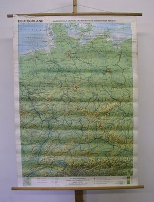 schöne alte Bundesrepublik Deutschland und DDR 1986 97x135cm vintage wall map