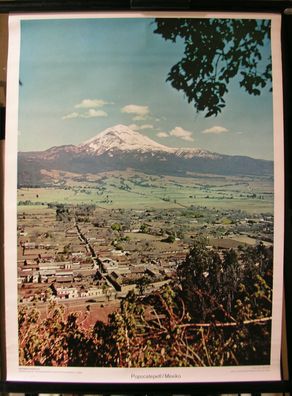 schönes altes Schulwandbild Popocatepetl Vulkan El Popo Mexiko Amerika 52x70cm