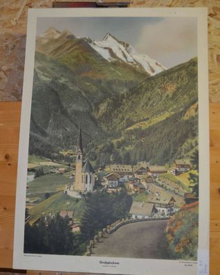 schönes altes Wandbild Großglockner Glockner Hohe Tauern 64x92cm 1955 vintage