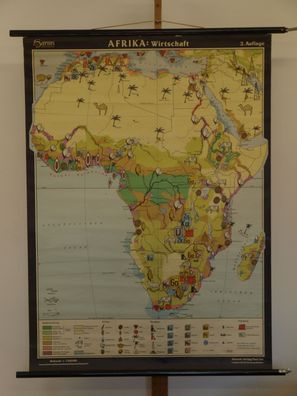 Afrika Wirtschaft Schulwandkarte Wandkarte 1960 100x136cm