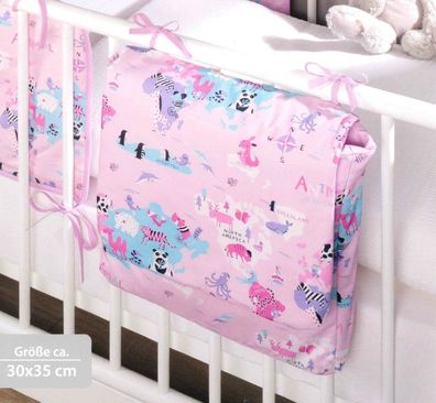 Windeltasche mit Befestigungsbändern für Babybett rosa