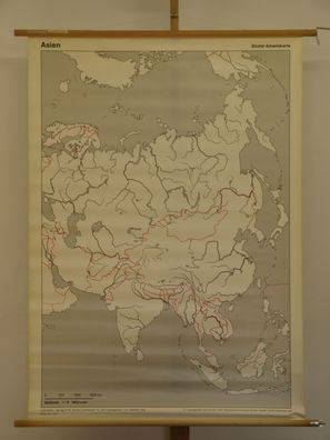 Asien und Europa Eurasien Arbeitskarte vor 1990 Schulwandkarte Wandkarte 97x135cm