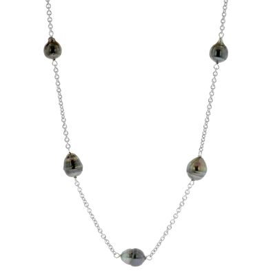 trendor Schmuck Halskette für Damen 925 Sterlingsilber Collier mit Tahiti-Perlen 513