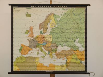 Europa Staaten politisch 1981 kleine Schulwandkarte Wandkarte 104x92cm