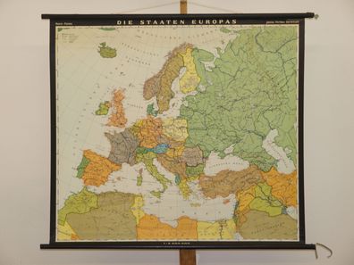 Europa Staaten politisch 1981 kleine Schulwandkarte Wandkarte 104x93cm