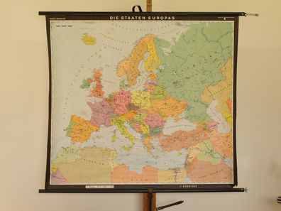 Europa Staaten politisch 1993 kleine Schulwandkarte Wandkarte 101x93cm