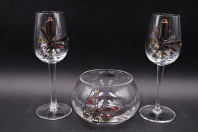 Tiffany Art Schmetterling - 2 x Likörglas & Kugelglas von Deru Design #B