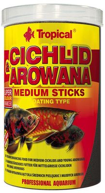 Tropical Cichlid & Arowana Medium Sticks 1000ml Futter für größere Barsche