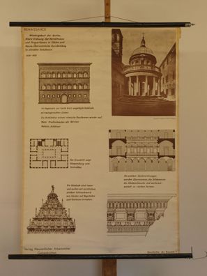 Architektur Renaissance Baustil Geschichte 1960 Schulwandbild Wandbild 79x114cm