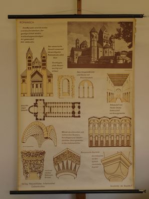 Architektur Romanischer Baustil Geschichte 1960 Schulwandbild Wandbild 80x116cm
