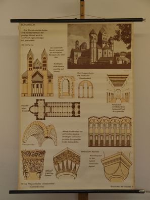 Architektur Romanischer Baustil Geschichte 1960 Schulwandbild Wandbild 79x114cm