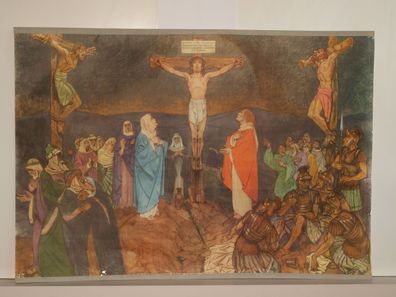 Bibelgeschichte HV73 Hochverrat Jesus am Kreuz 1960 Schulwandbild Wandbild 98x68cm