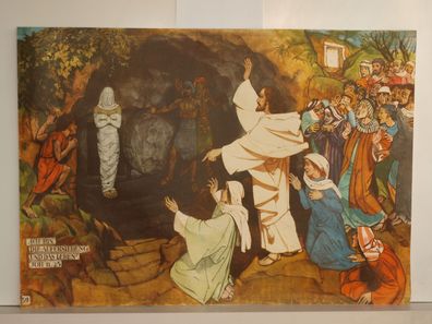 Bibelgeschichte HV59 Erweckung des Lazarus 1960 Schulwandbild Wandbild 98x68cm