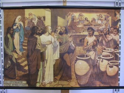 Bibelgeschichte HV37 Zeit zu Kana Herrlichkeit 1960 Schulwandbild Wandbild 96x62cm