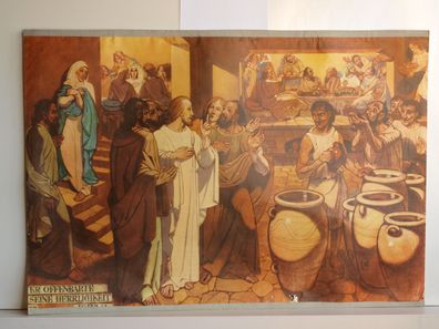 Bibelgeschichte HV37 Zeit zu Kana Herrlichkeit 1960 Schulwandbild Wandbild 98x68cm