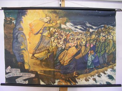 Bibelgeschichte HV14 Durchzug durch das Rote Meer 1960 Schulwandbild Wandbild 97x65cm