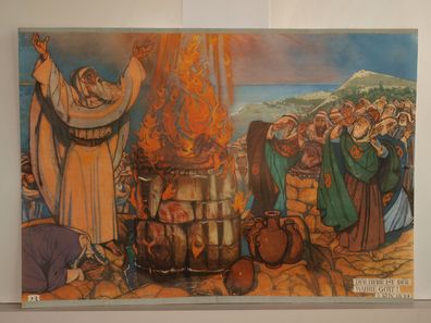 Bibelgeschichte HV23 Das Opfer des Elias 1960 Schulwandbild Wandbild 98x68cm