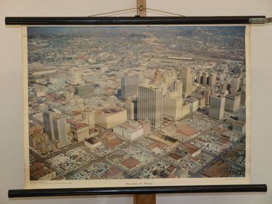 Houston Texas Wolkenkratzer Baustellen Luftbild 1960 Schulwandbild Wandbild 71x51cm