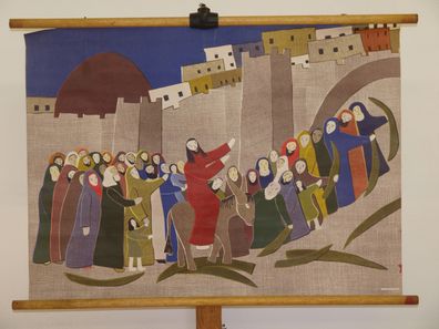 Jesus zieht in Jerusalem ein Neues Testament 1962 Schulwandbild Wandbild 96x69cm