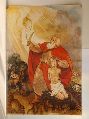 Bibelgeschichte HV07 Gehorsam bis zum Tod Isaaks Opfer 1960 Wandbild 97x66cm