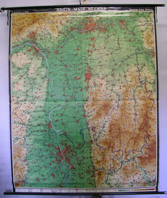 Schulwandkarte Wandkarte wall map card Rhein Main Neckar Gebiet area 163x205cm