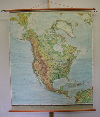 Schulwandkarte Amerika USA Kanada F&B 1962 151x182cm vintage america wall map