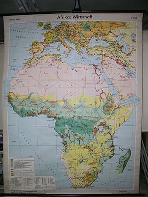 Schulwandkarte Afrika Africa Wirtschaft 1961 161x211cm vintage map chart poster