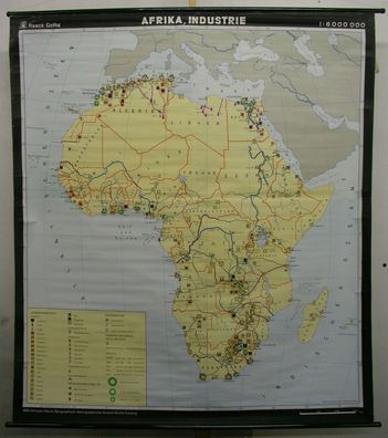 Schulwandkarte Afrika Africa 6Mio Wandkarte Karte Industie 1973 160x180 map