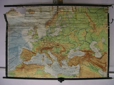 alte Schulwandkarte Europa europe after WW2 Hitler 1945 vintage wall map 124x86c
