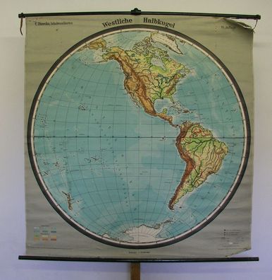 Planiglobe Westliche HalbkugelErdhälfte 164x174 1956 western hemisphere Americas