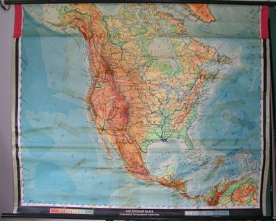 Schulwandkarte map Nordamerika USA Kanada North America 6Mio 1957 159x132cm