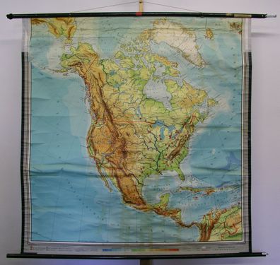 Schulwandkarte map Karte Nordamerika USA Kanada North America 6Mio 1955 156x160c