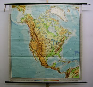 Schulwandkarte map Karte Nordamerika USA Kanada North America card 1963 156x164c