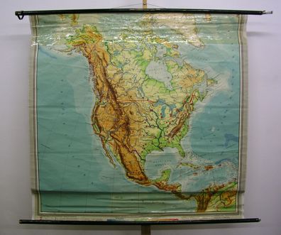 Schulwandkarte map Wandkarte Nordamerika USA Kanada North America 1955 156x150c