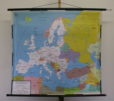 Schulwandkarte Die Europäische Union Nachbarstaaten 124x114 2004 vintage map EU
