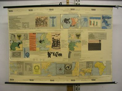 Schulwandkarte Wandbild Geschichte der Menschheit 1920-1970 Moderne 117x84 1970