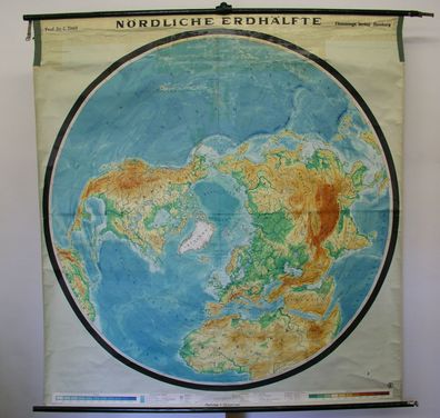 Schulwandkarte schöne alte Nördliche Erdhälfte Arktis 170x180c vintage map 1957